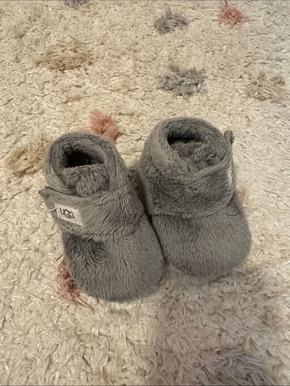 UGG Grey Plush Baby Slippers Size 1